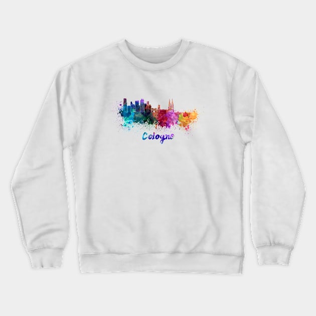 Cologne skyline in watercolor Crewneck Sweatshirt by PaulrommerArt